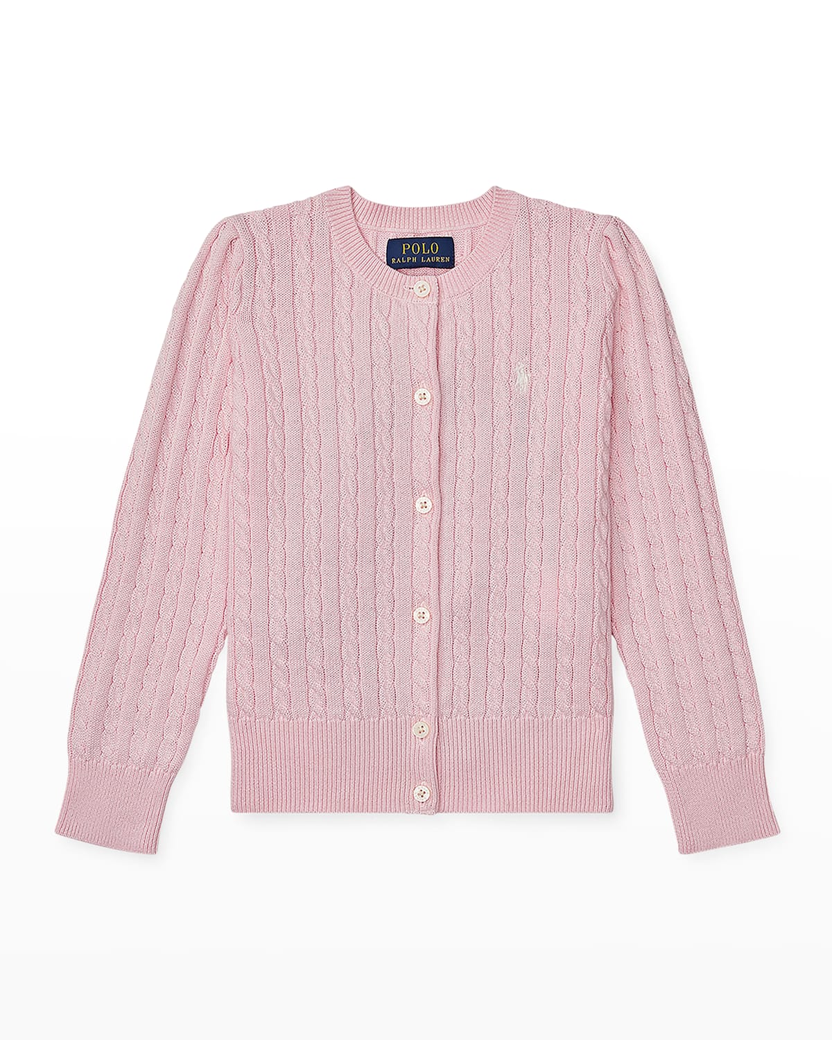 Polo Ralph Lauren Mini-cable Cotton Cardigan In Hint Of Pink