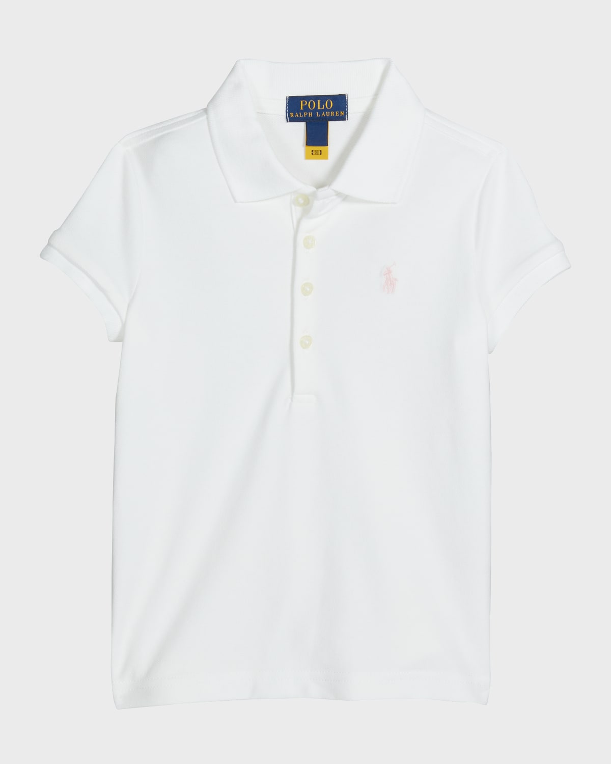 Polo Ralph Lauren Girl's Logo Embroidered Short-sleeve Polo Shirt In White