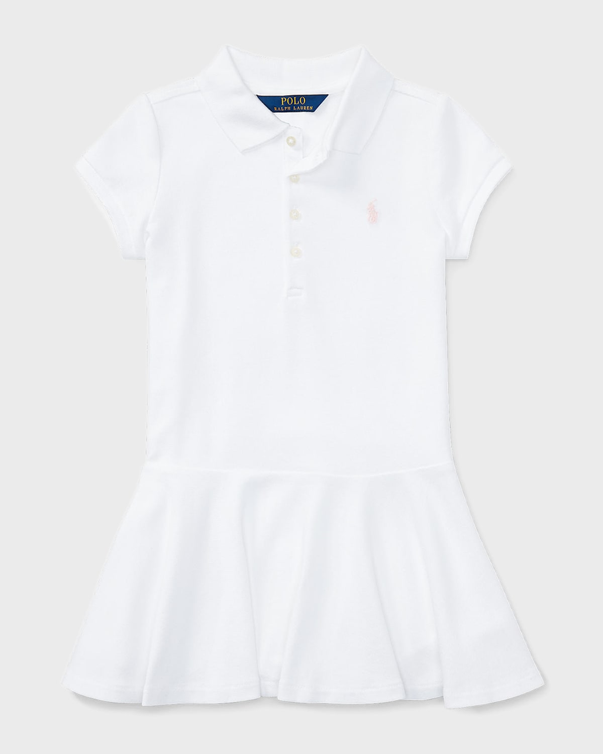 Shop Ralph Lauren Girl's Short-sleeve Knit Drop-waist Polo Dress