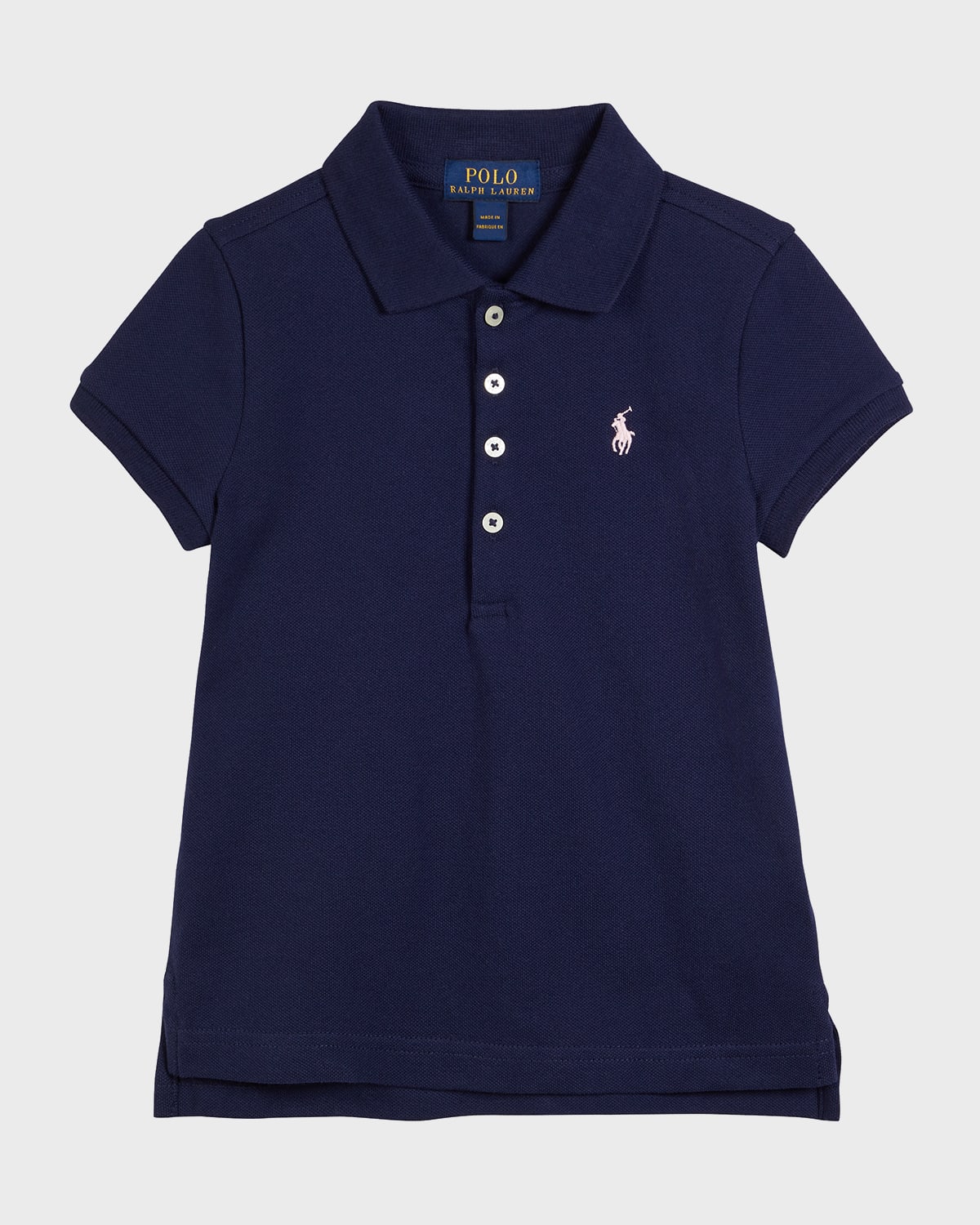 Shop Ralph Lauren Girl's Logo Embroidered Short-sleeve Polo Shirt In French Navy