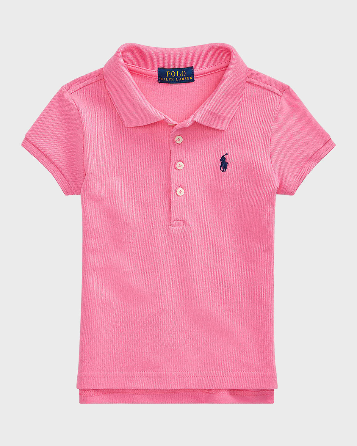 Shop Ralph Lauren Girl's Logo Embroidered Short-sleeve Polo Shirt In Baja Pink