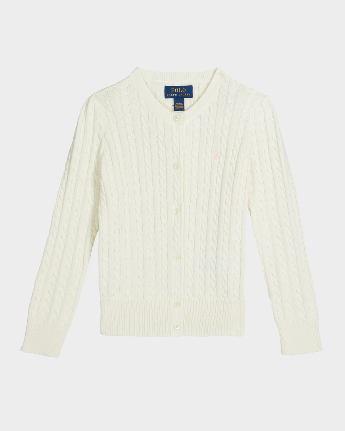 Polo Ralph Lauren Girl's Cable-knit Ribbed Cardigan In Warm White