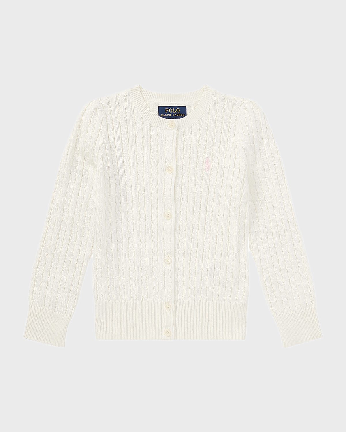 Polo Ralph Lauren Girl's Cable-knit Ribbed Cardigan In Warm White