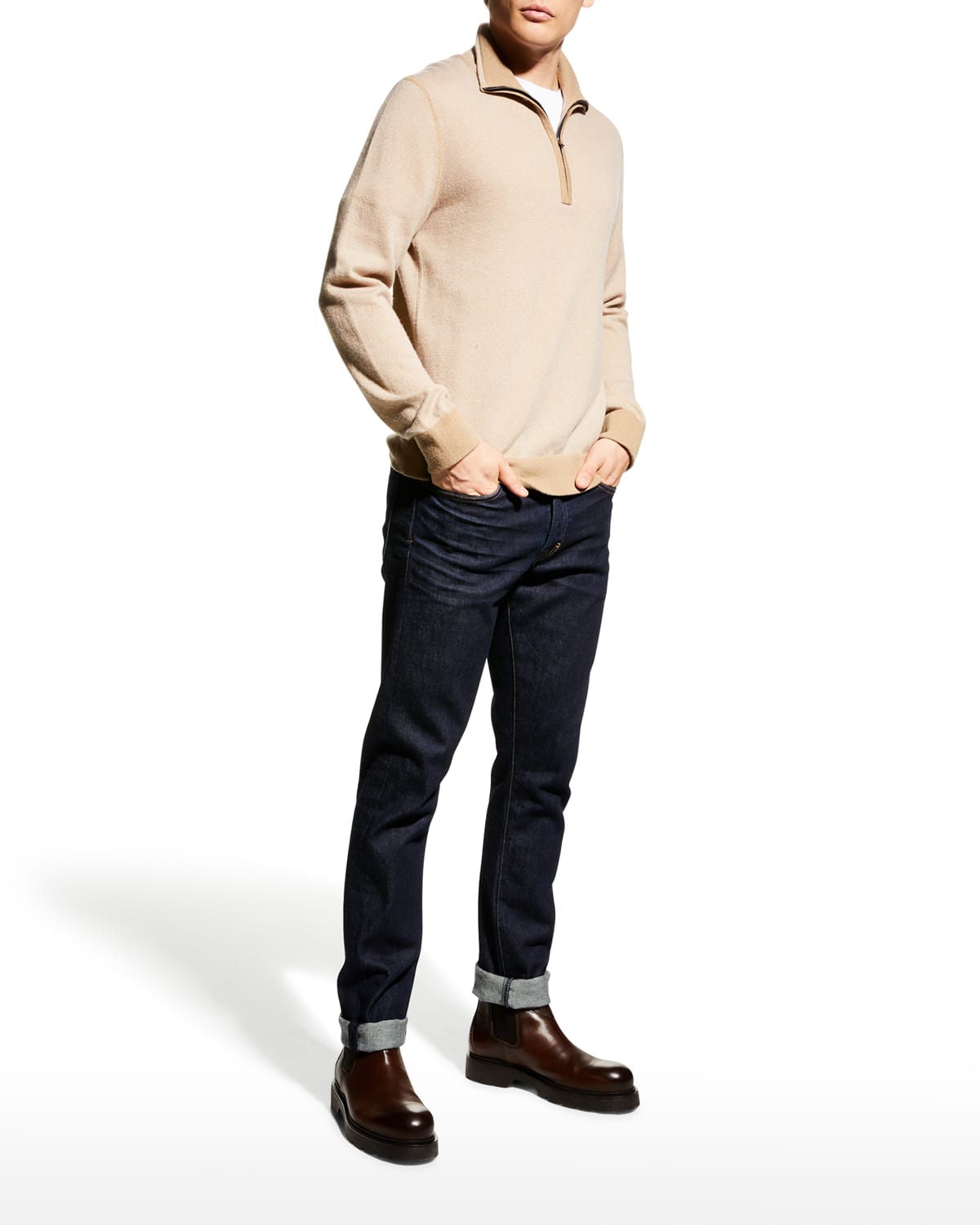 Vince Men's Birdseye Quarter-Zip Pullover Sweater