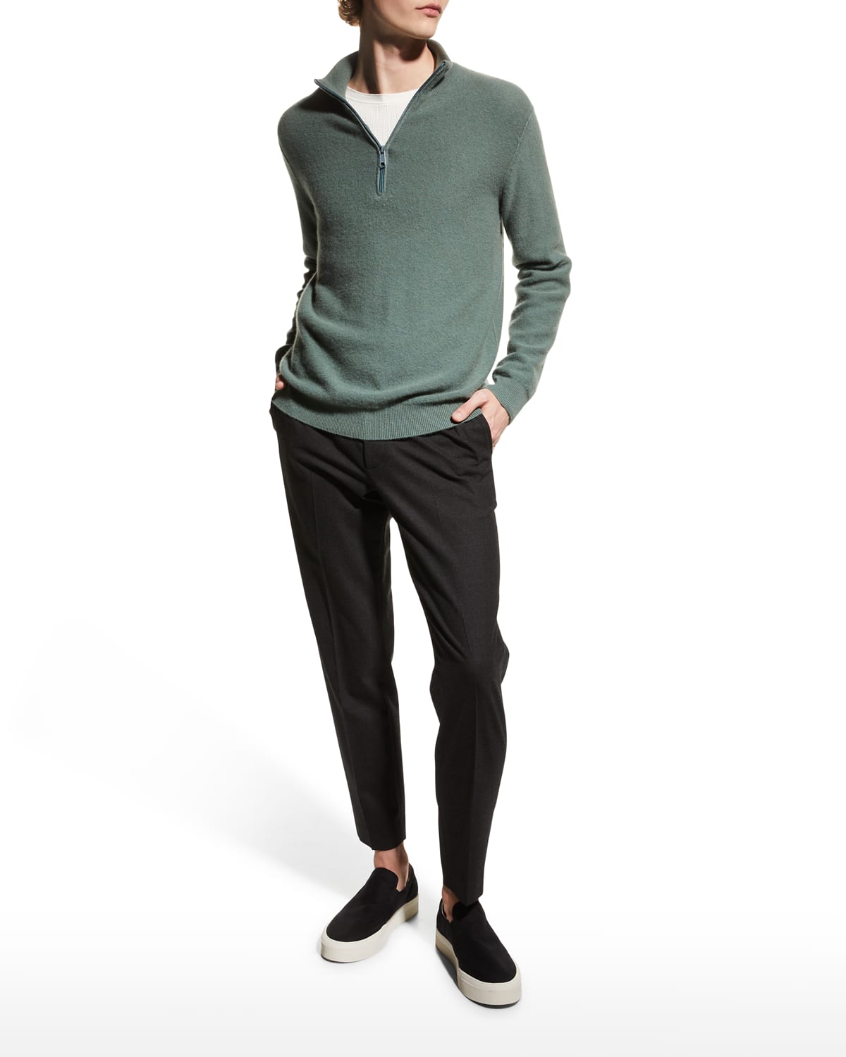 Vince Men's Boiled Cashmere Quarter-Zip Sweater