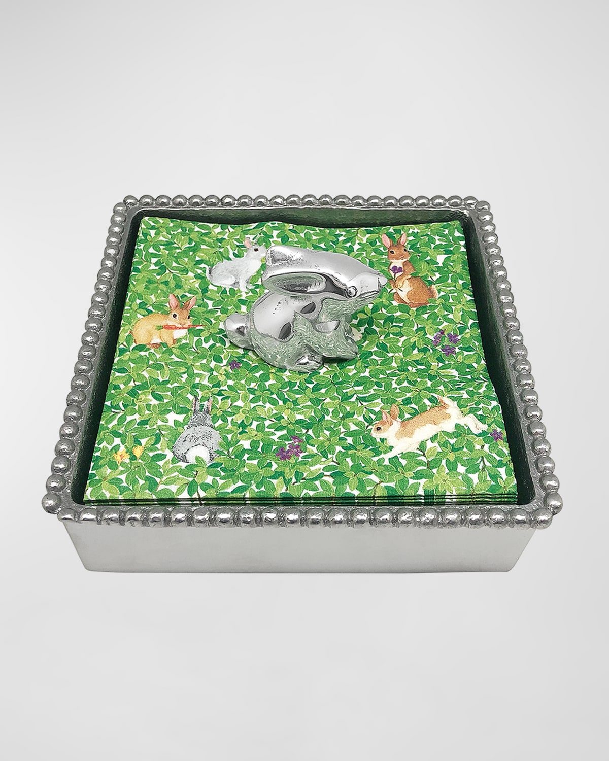 Shop Mariposa Bunny Beaded Napkin Box In Metal