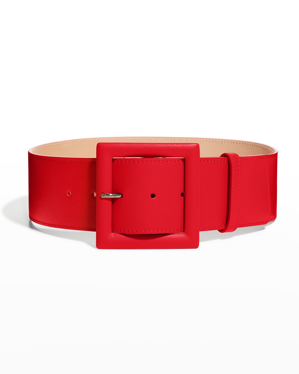 Carolina Herrera Leather Square-buckle Belt In Icon Red