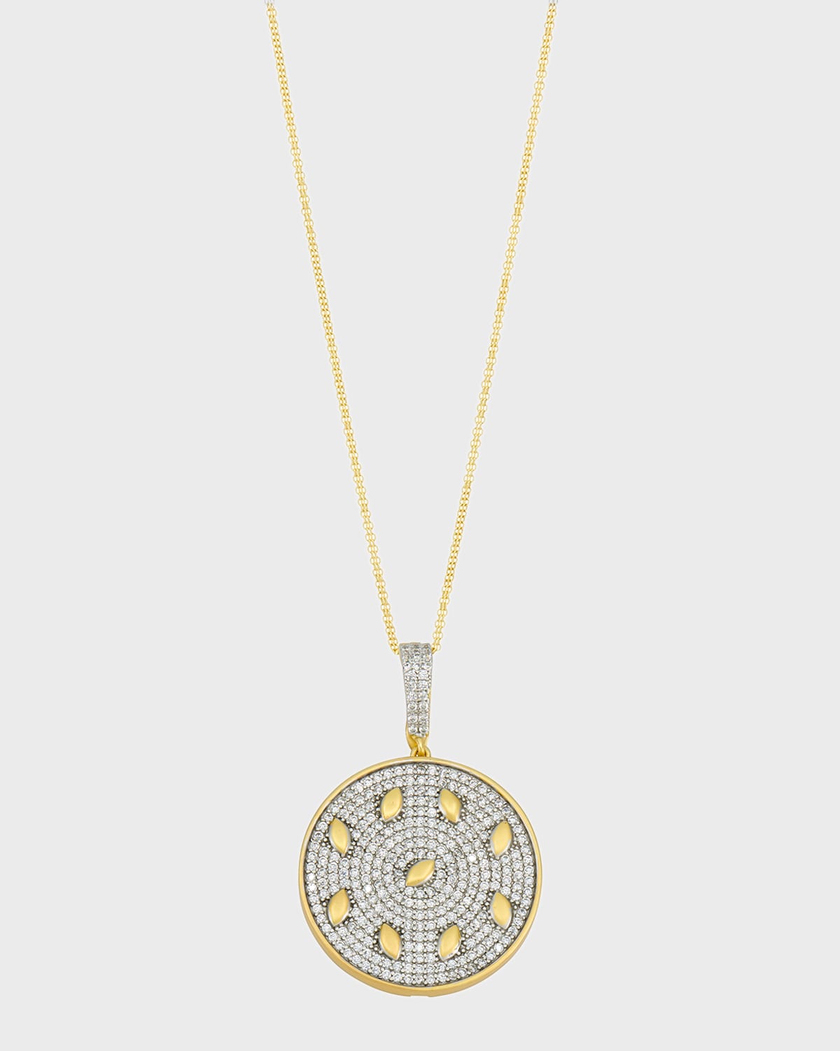 Petals and Pave Double Strand Pendant Necklace