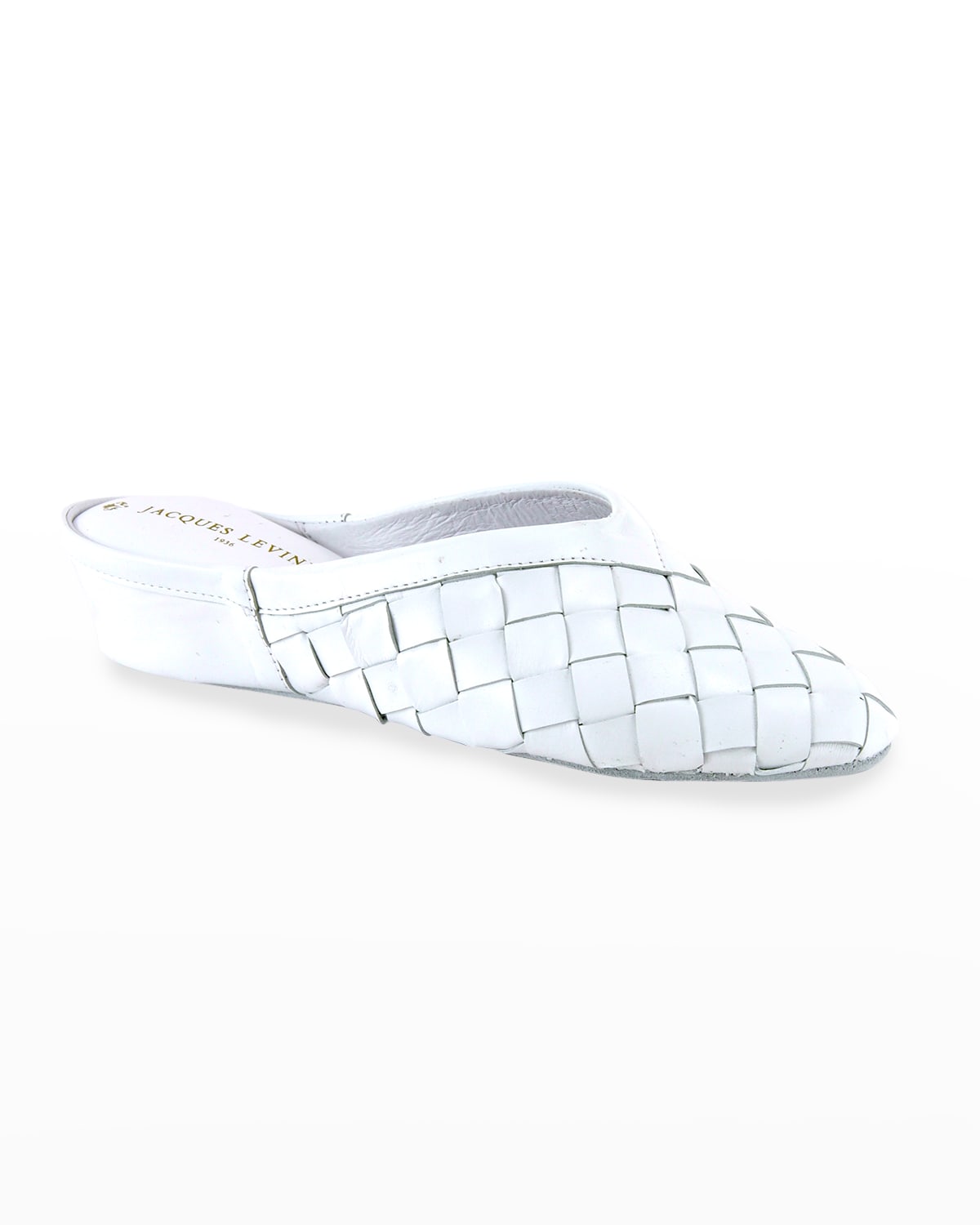 Jacques Levine Woven Leather Wedge Slippers