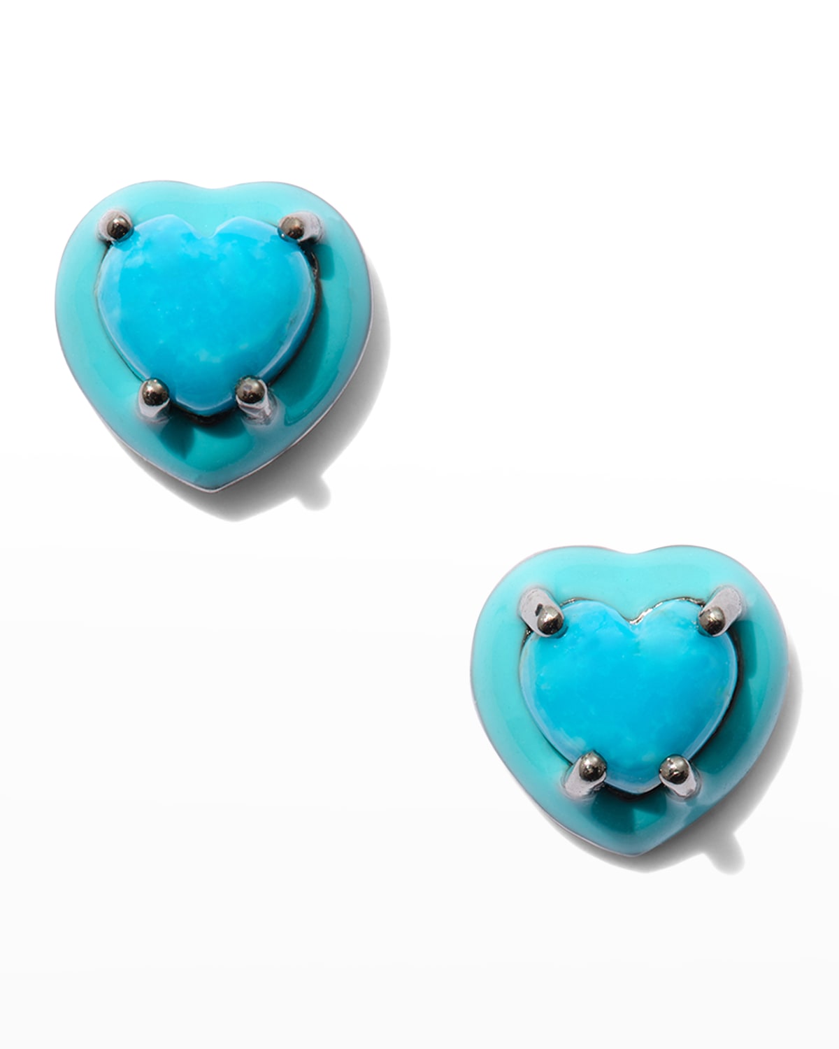 Nakard Mini Enameled Heart Stud Earrings, Turquoise