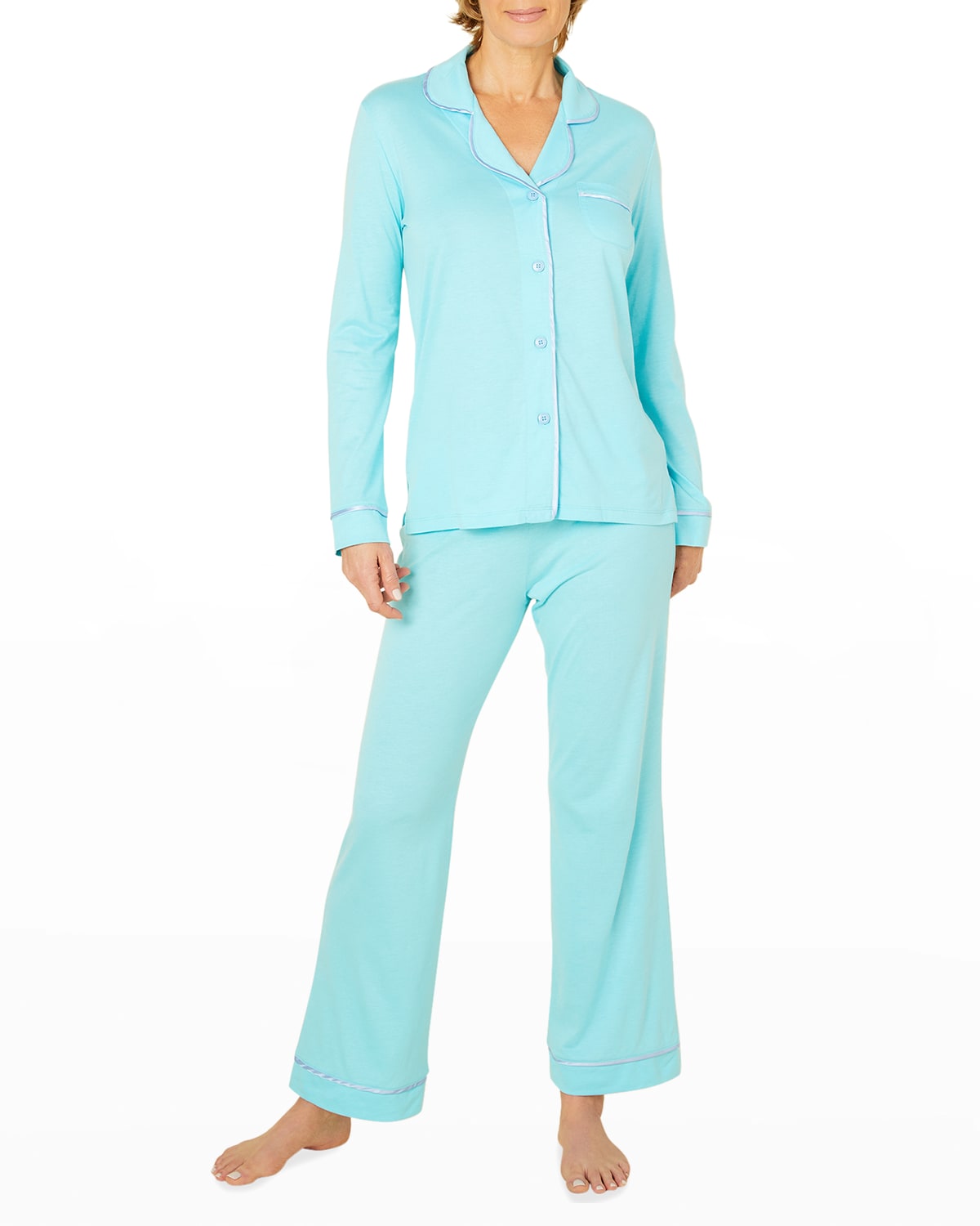 Cosabella Classic Long-sleeve Pyjama Set In Turchesa Blu Ven