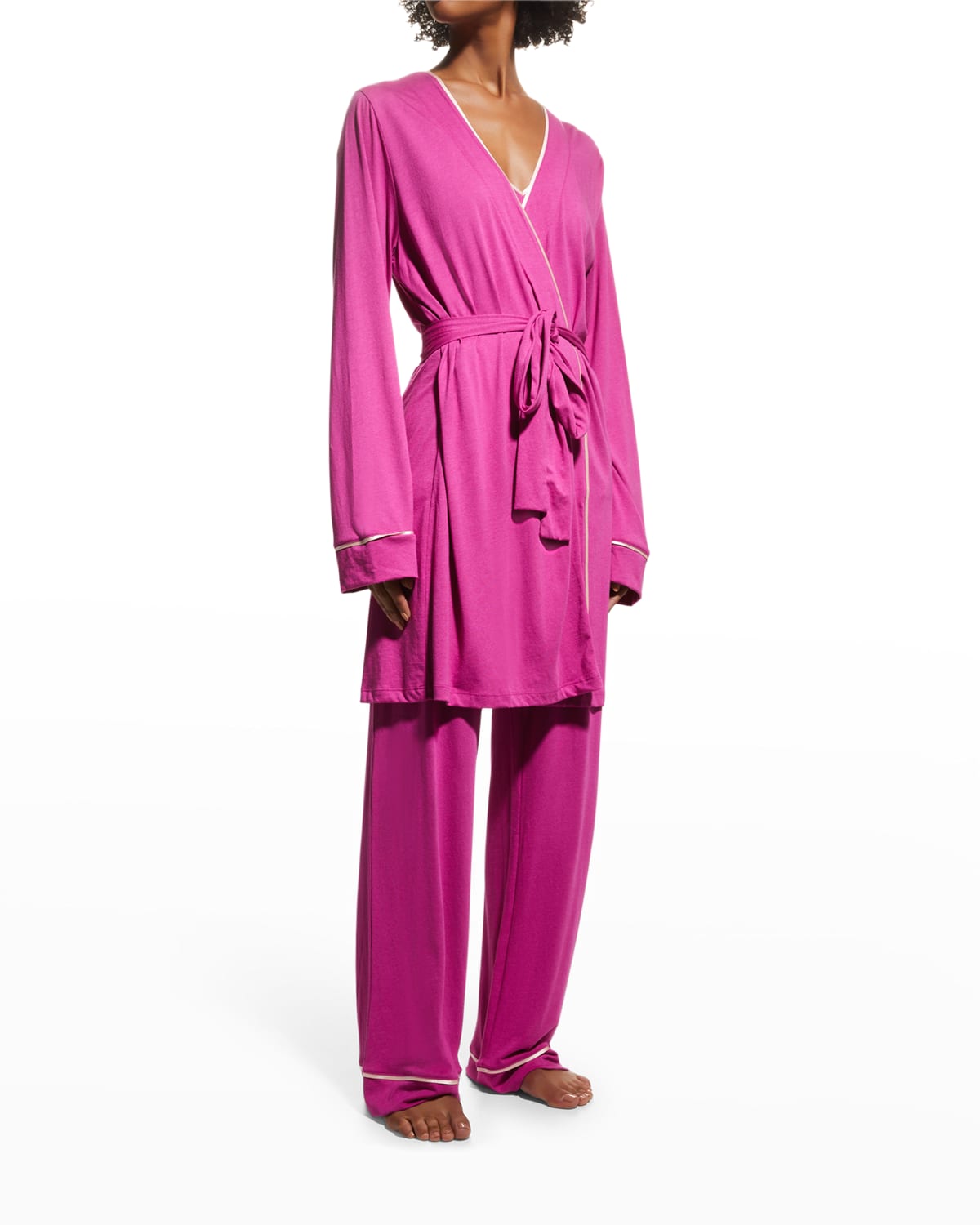 Cosabella 3-piece Racerback Cami Pajama Set In Cape Fuchsia / Fi