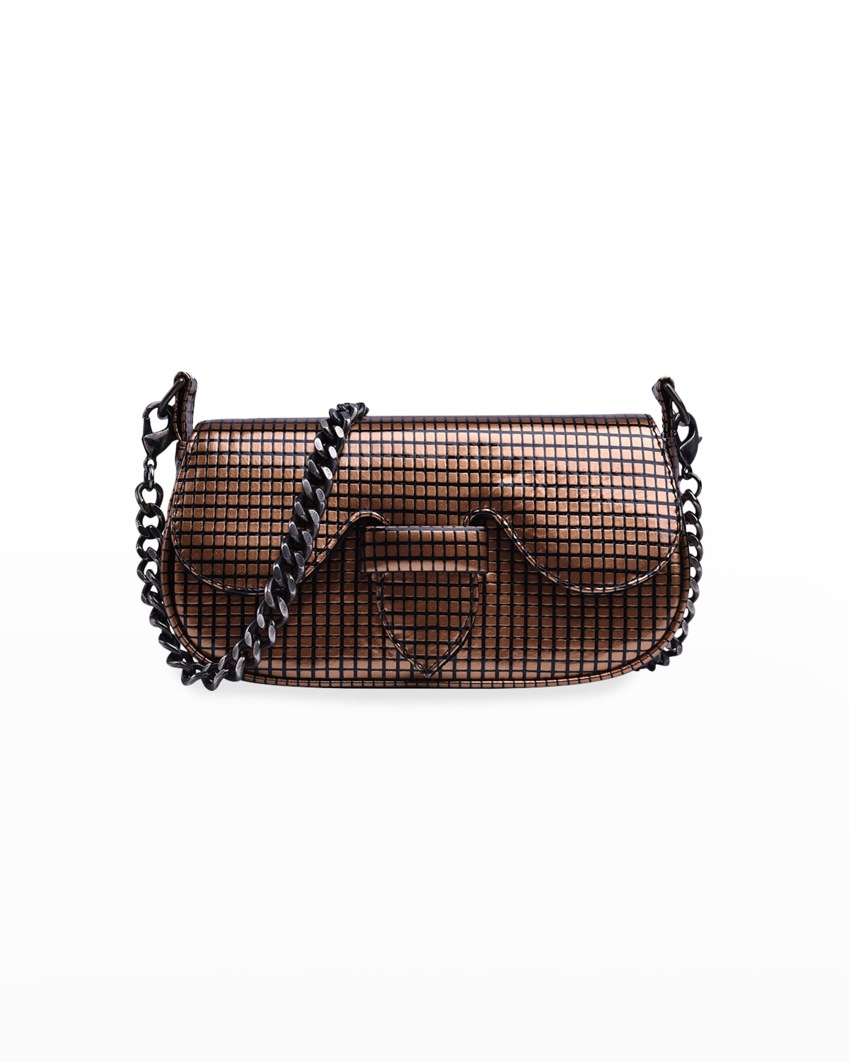 Adriana Castro Alicia Grid Patent Leather Clutch Bag In Copper
