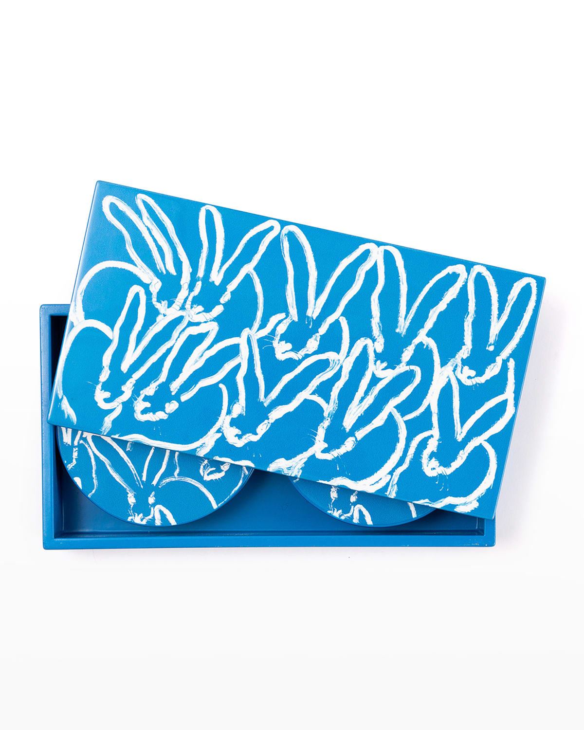 Shop Hunt Slonem Blue Bunny Lacquer Coaster Box Set - 6 Coasters In Multi
