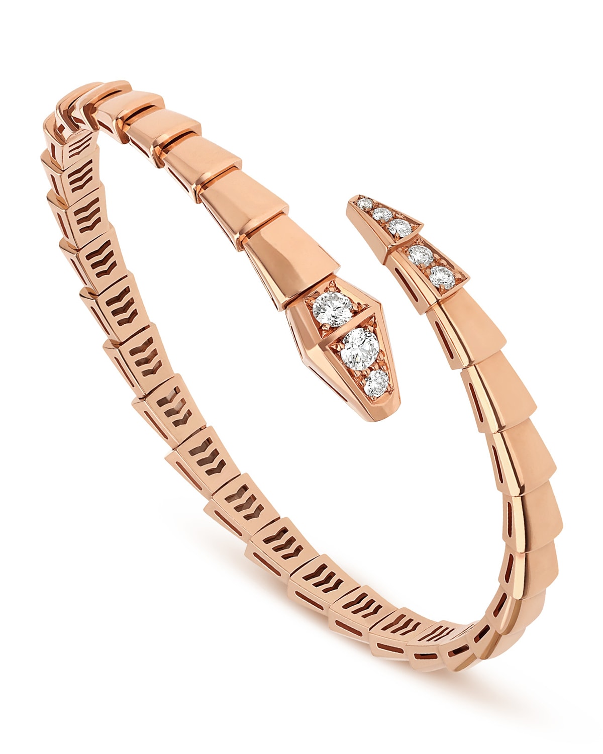 Serpenti Viper Bracelet in 18k Rose Gold and Diamonds, Size S