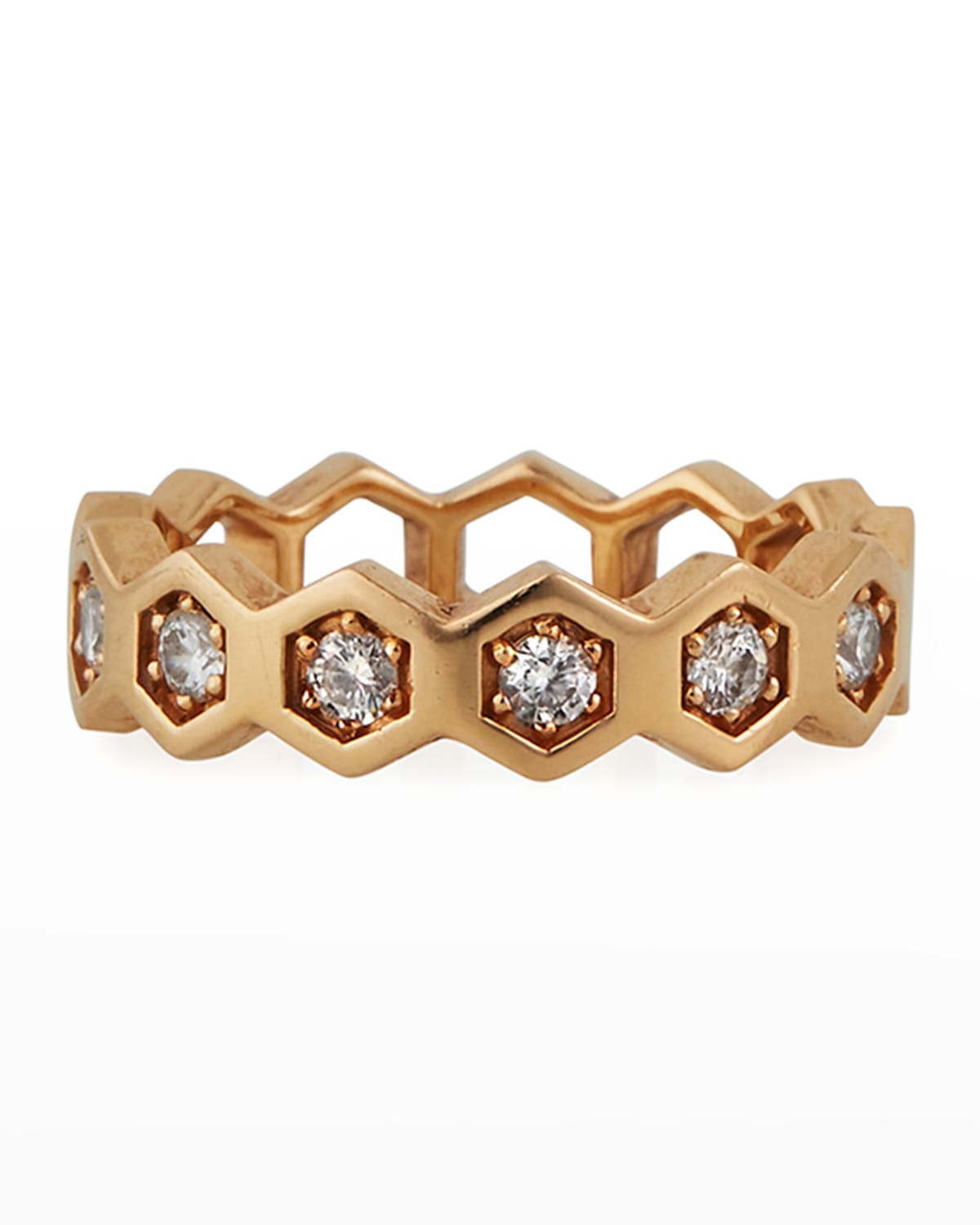 BeeGoddess 14k Diamond Honeycomb Ring