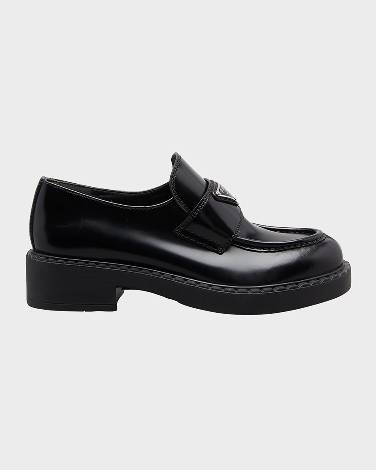 Leather Triangle Logo Loafers