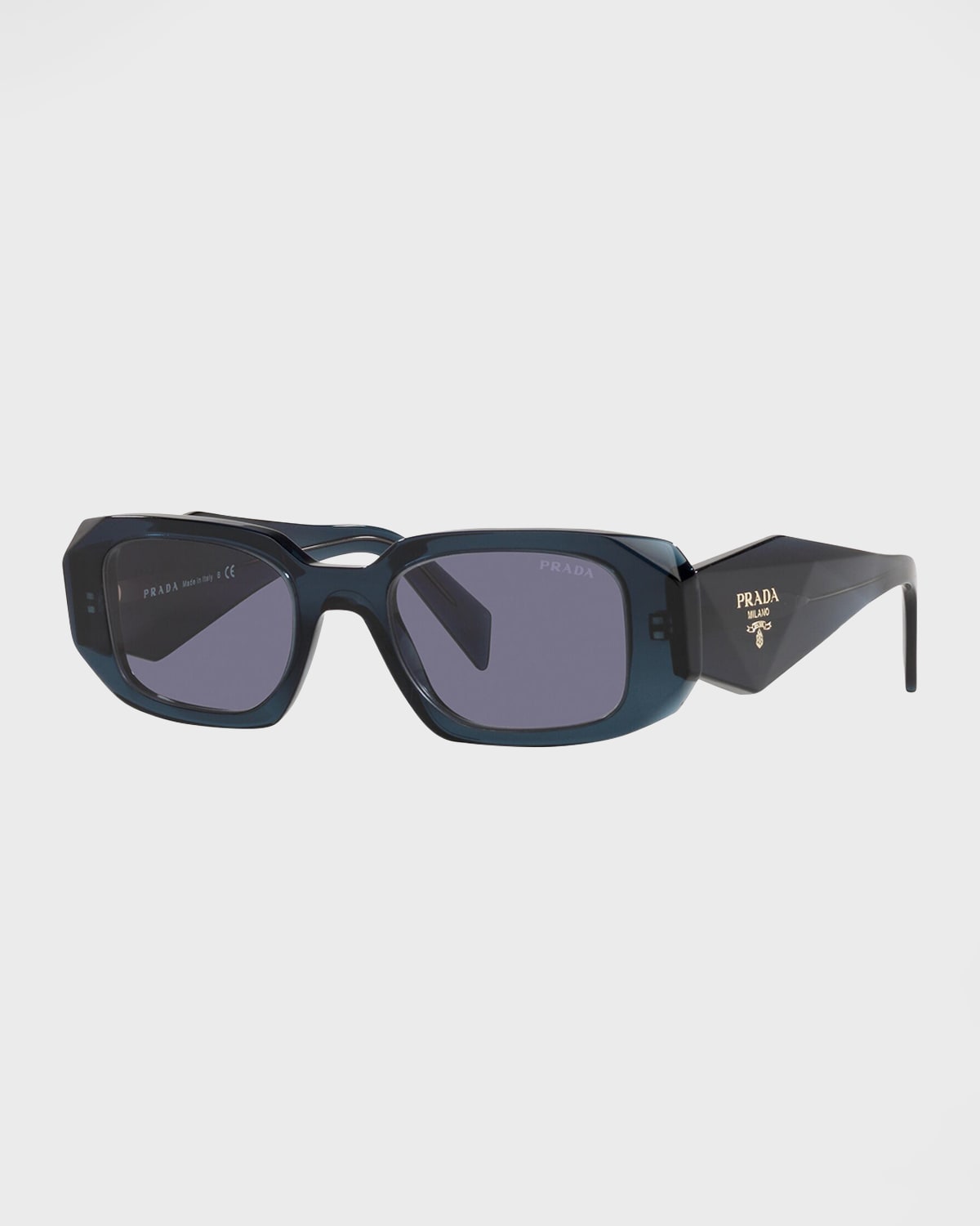 Prada Rectangle Acetate Sunglasses In Blue Cryst