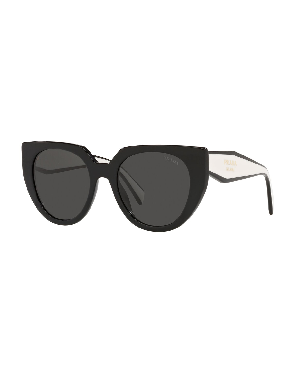 Shop Prada Two-tone Acetate Cat-eye Sunglasses In Bone