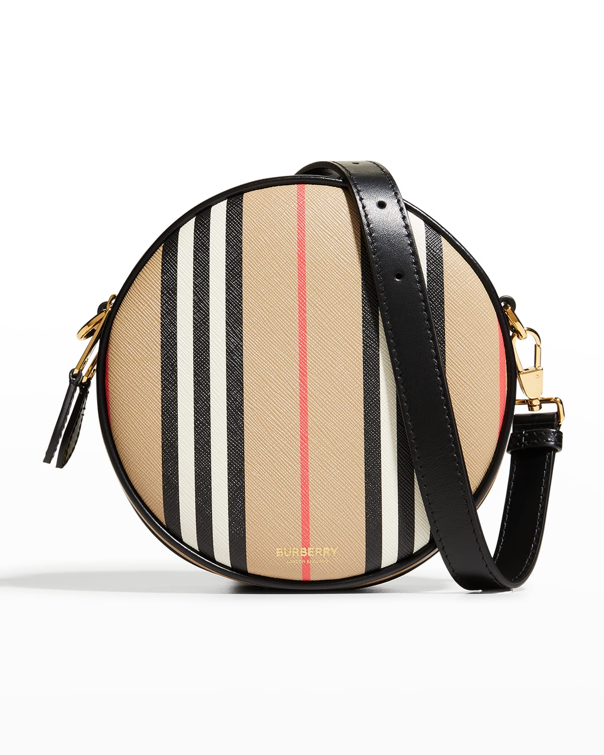 Burberry Louise Icon Stripe E-Canvas Round Crossbody Bag