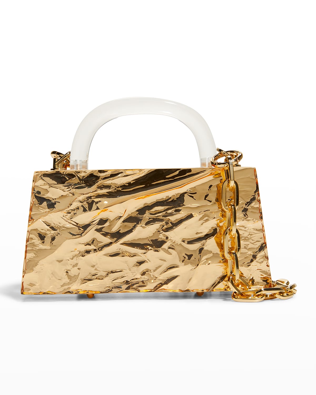 L'Afshar Eva Metallic Top-Handle Bag