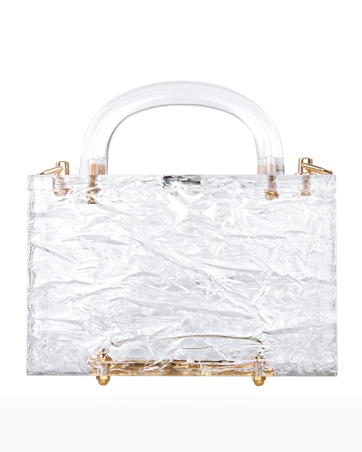 L'Afshar Leon Crushed Ice Clear Acrylic Top-Handle Bag