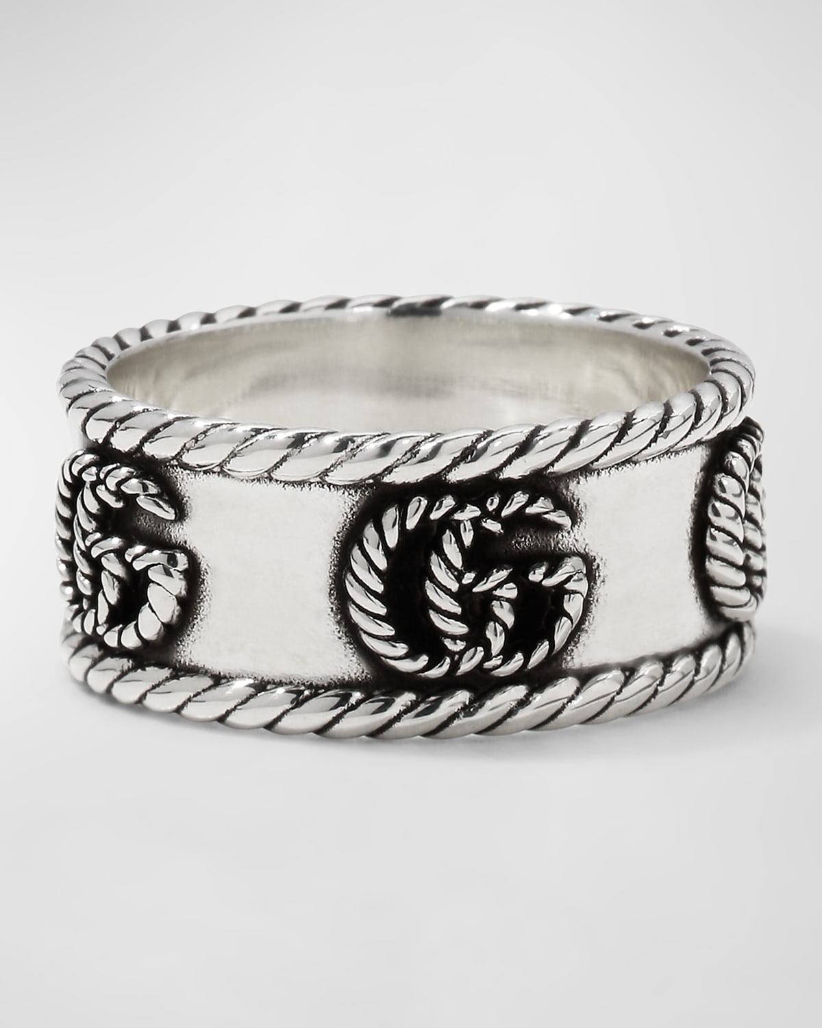 GG Marmont Cabled Sterling Silver Band Ring