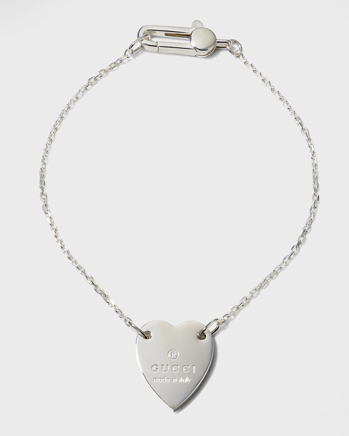 Gucci Sterling Silver Heart Bracelet With Trademark