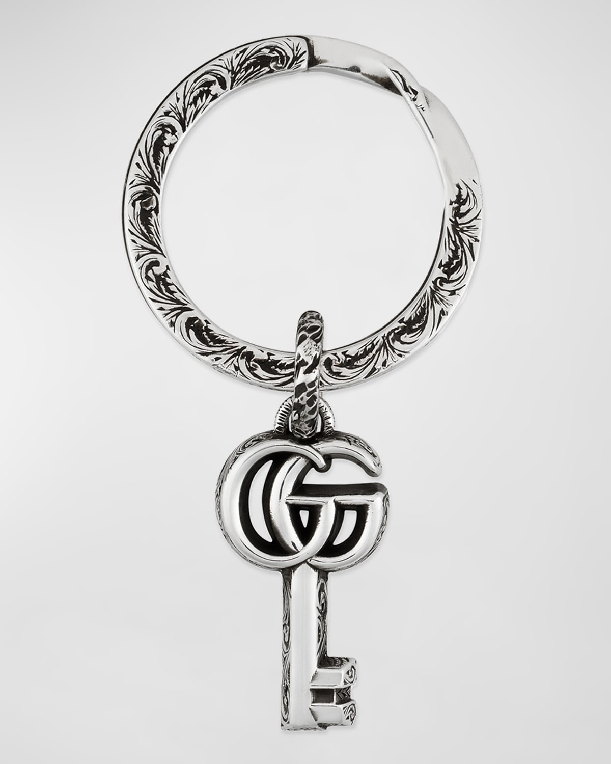 Gucci Gg Marmont Silver Keychain In Neutrals