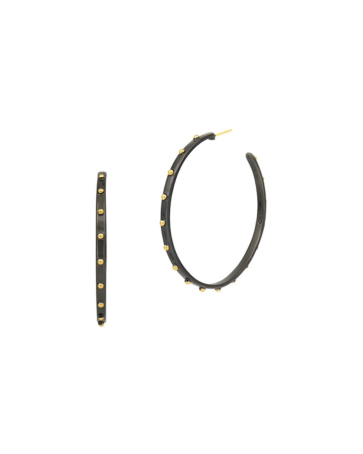 Freida Rothman 14k Plated Button Hoop Earrings