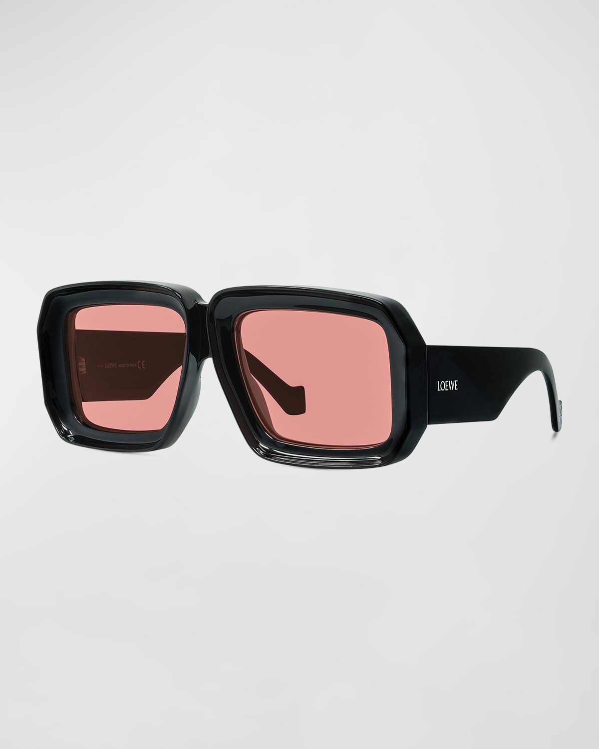 Shop Loewe Oversized Square Monochromatic Sunglasses In Shiny Black Pink