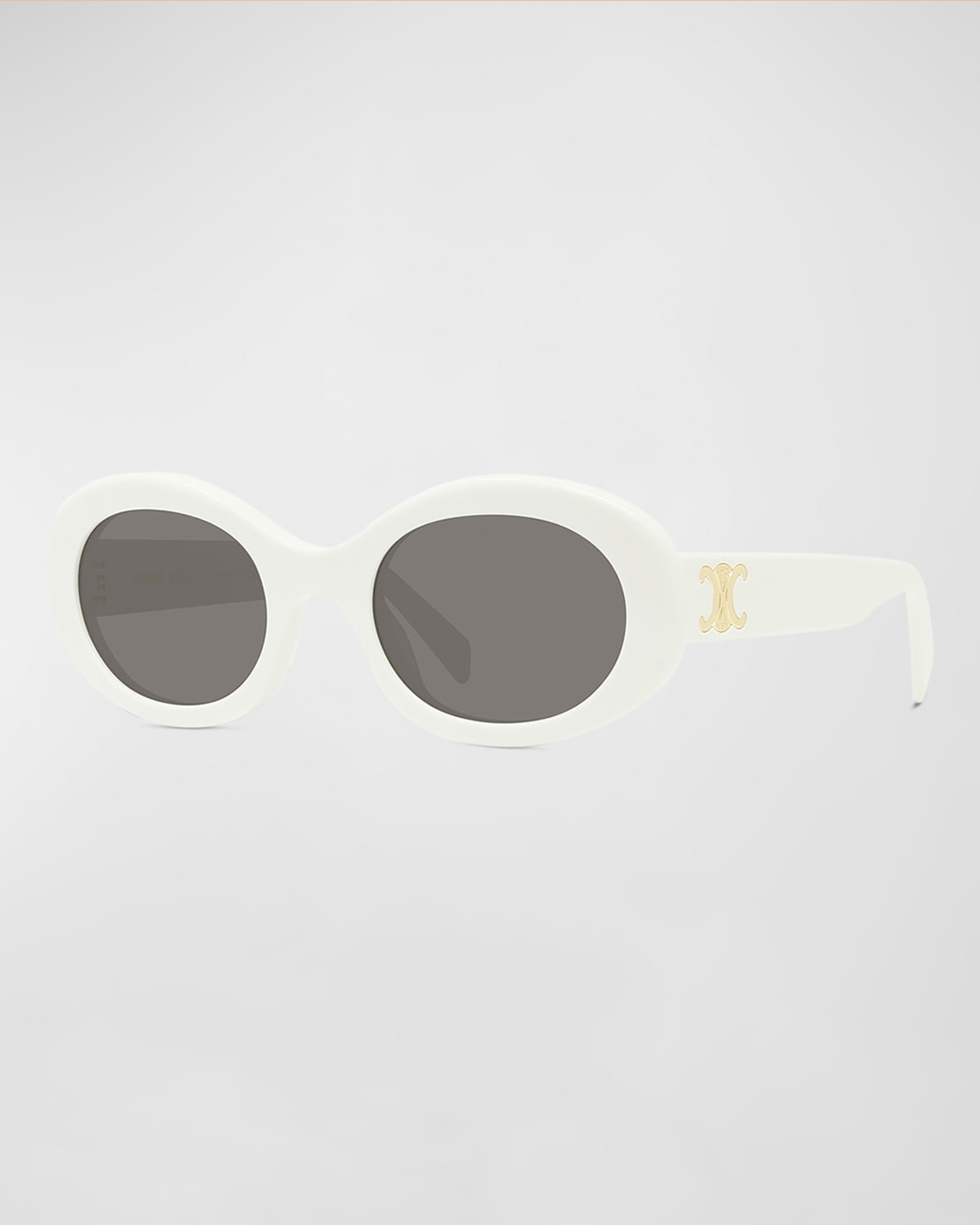 Celine Triomphe Logo Oval Acetate Sunglasses In 25a White