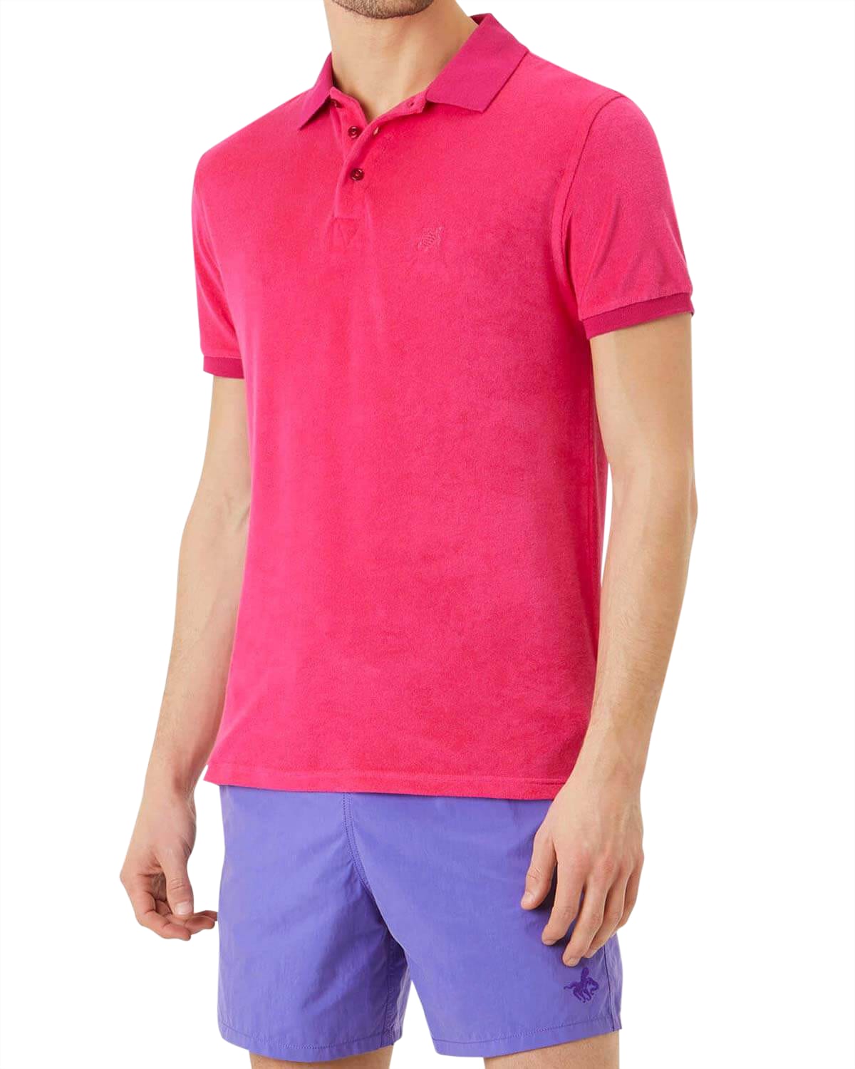 Vilebrequin Men's Solid Terry Polo Shirt In Rose Shocking