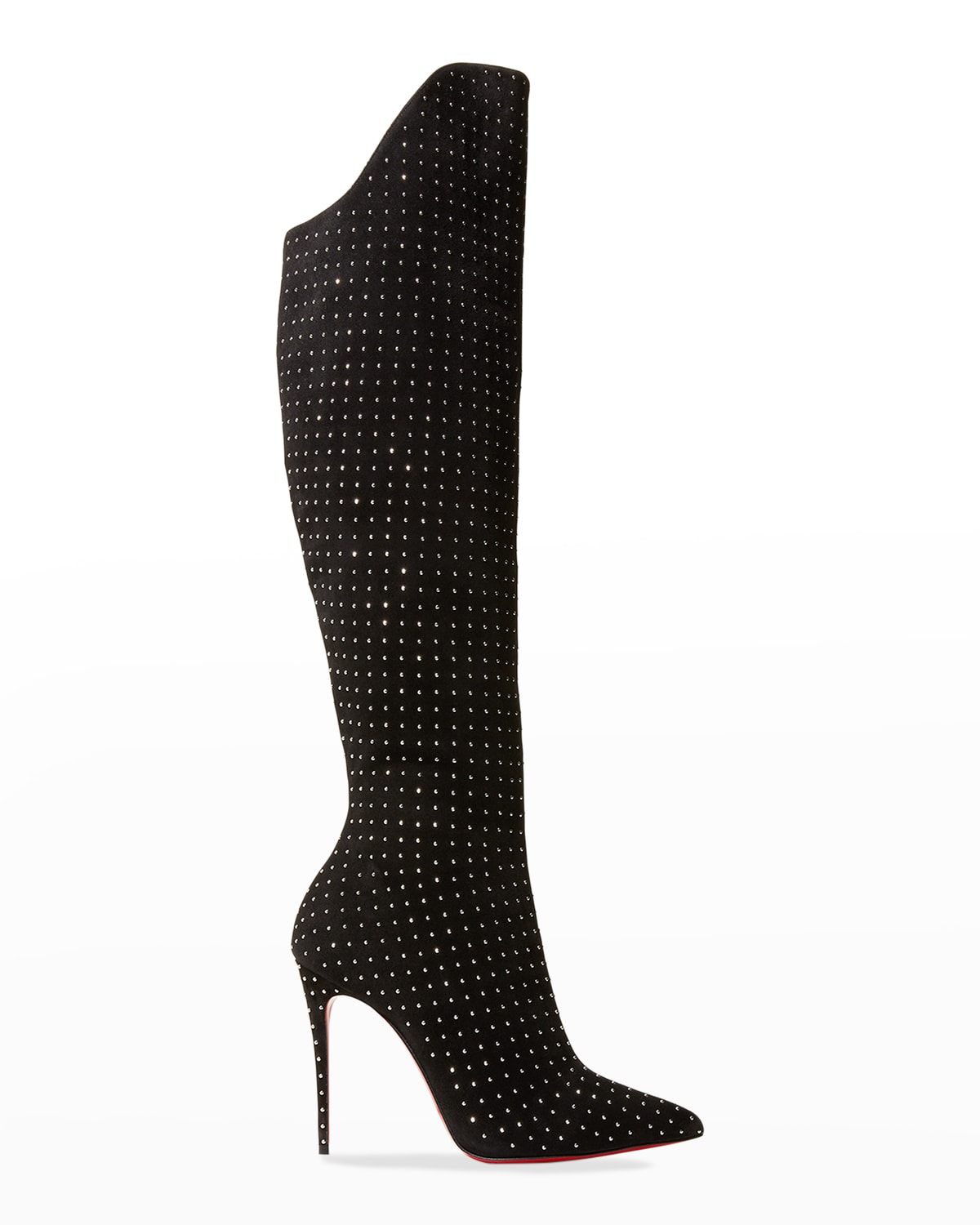 Christian Louboutin Studded Suede Red Sole Knee Boots