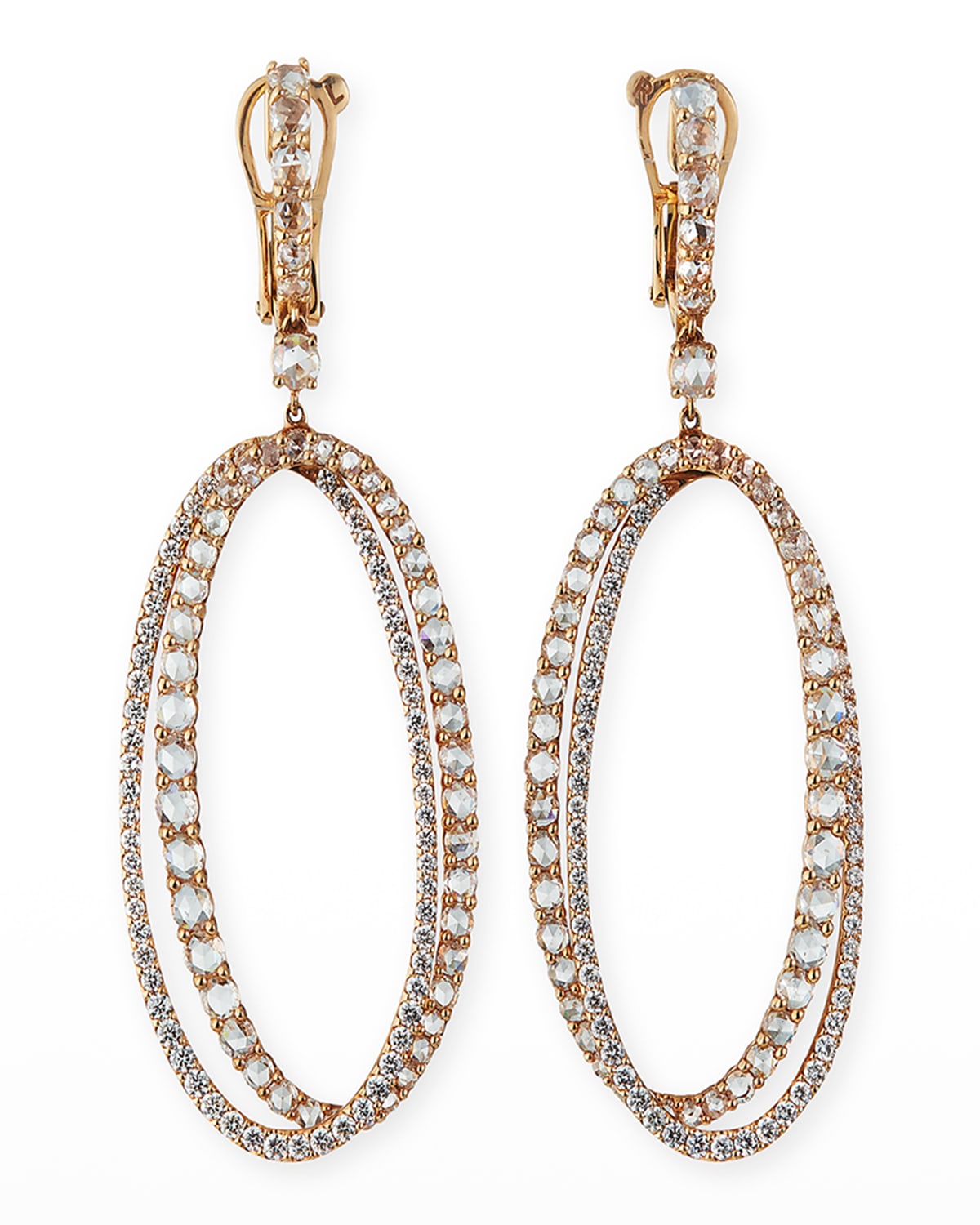 Etho Maria 18k Rose Gold Diamond Open Oval-Drop Earrings