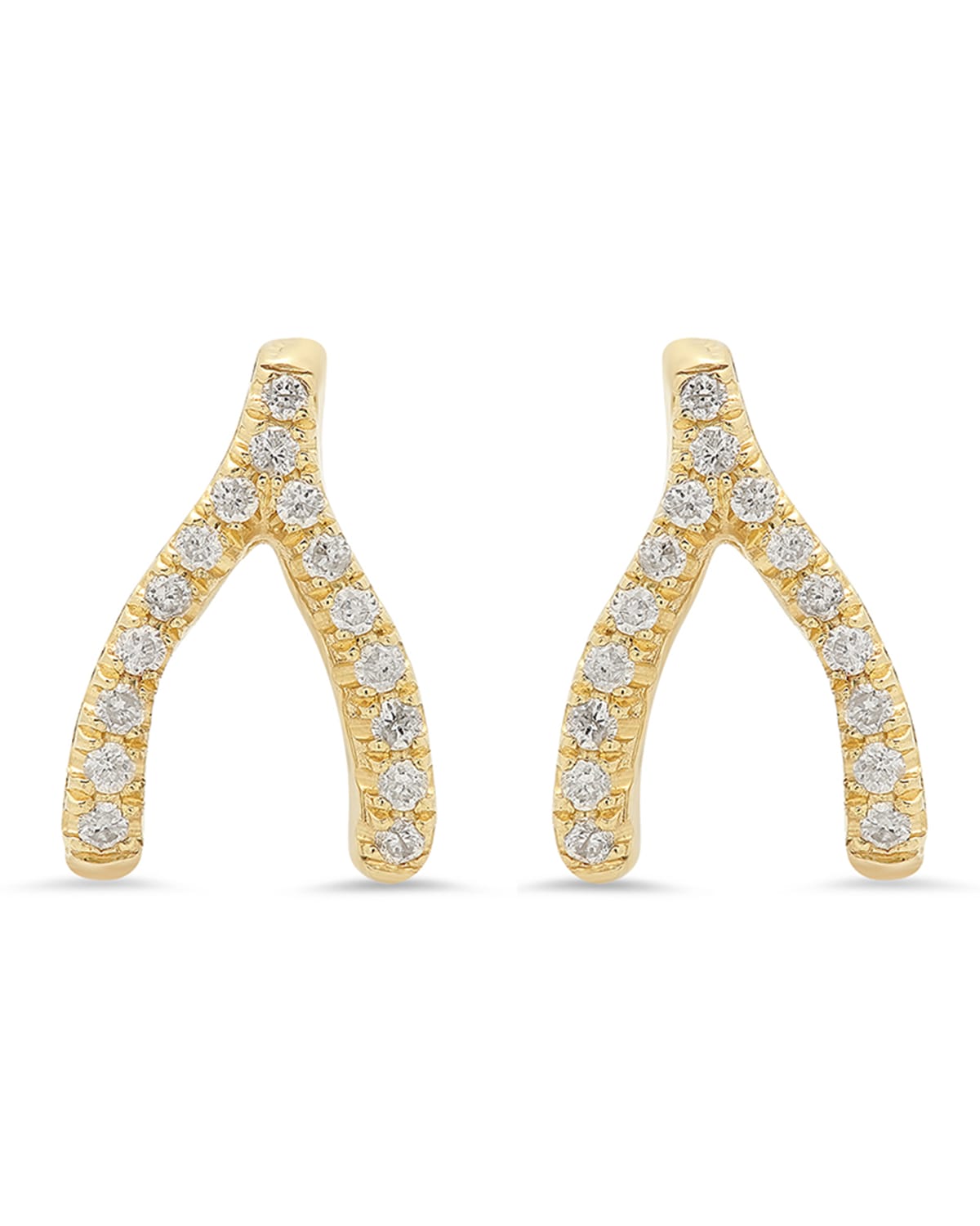 18k Mini Diamond Wishbone Stud Earrings