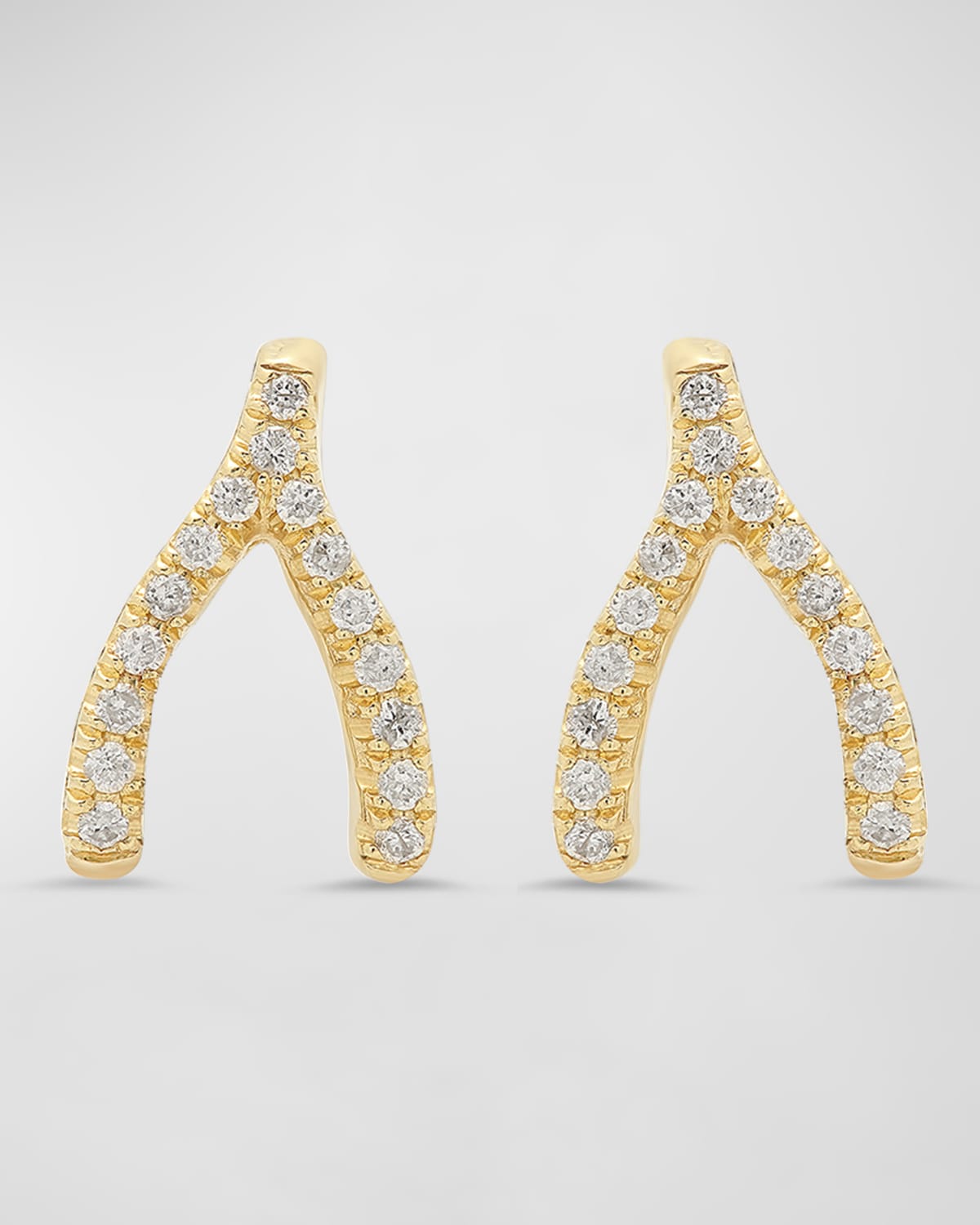 Jennifer Meyer 18k Mini Diamond Wishbone Stud Earrings