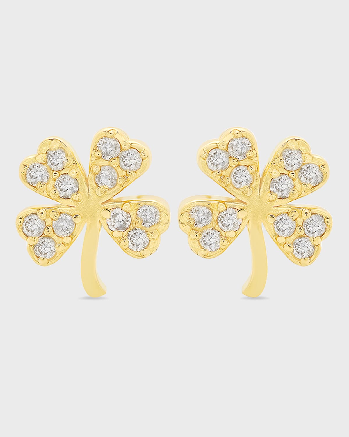 Mini Diamond Four-Leaf Clover Stud Earrings
