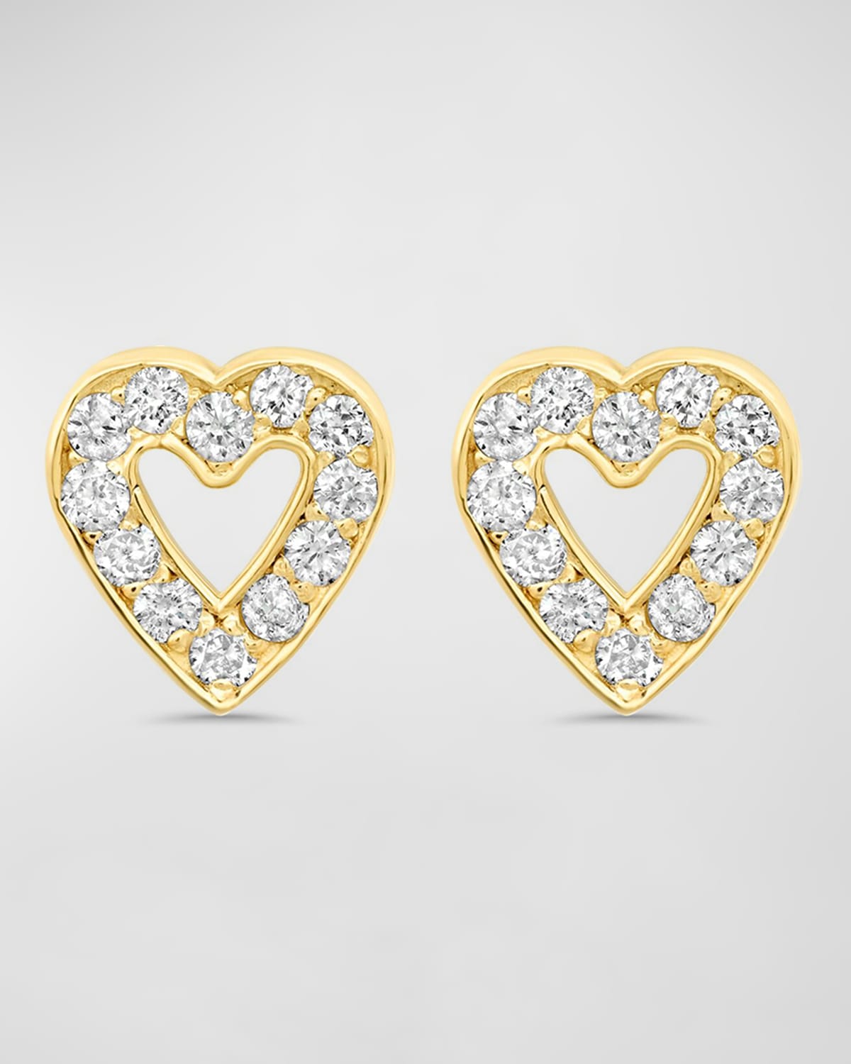Jennifer Meyer Mini Diamond Open Heart Stud Earrings