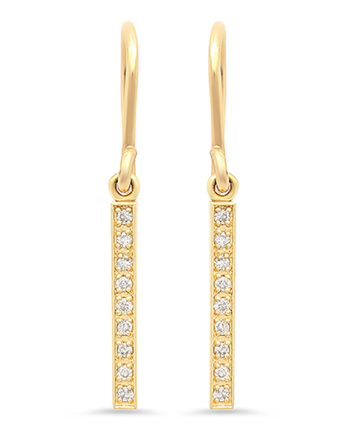 Jennifer Meyer 18k Diamond Long Bar Drop Earrings