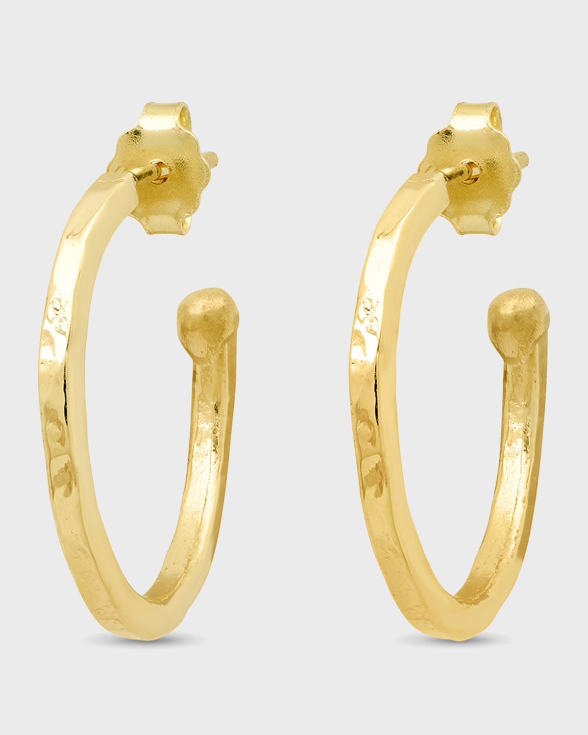 18k Small Hammered Bangle Hoop Earrings