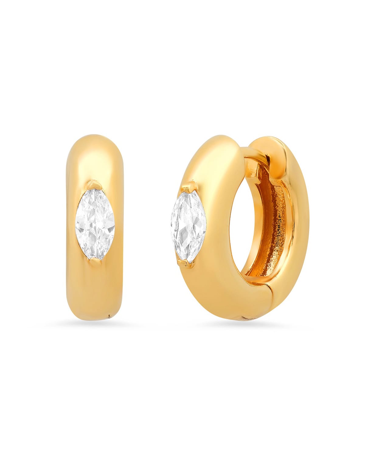 Tai Small Huggie Earrings With Cubic Zirconia Oval