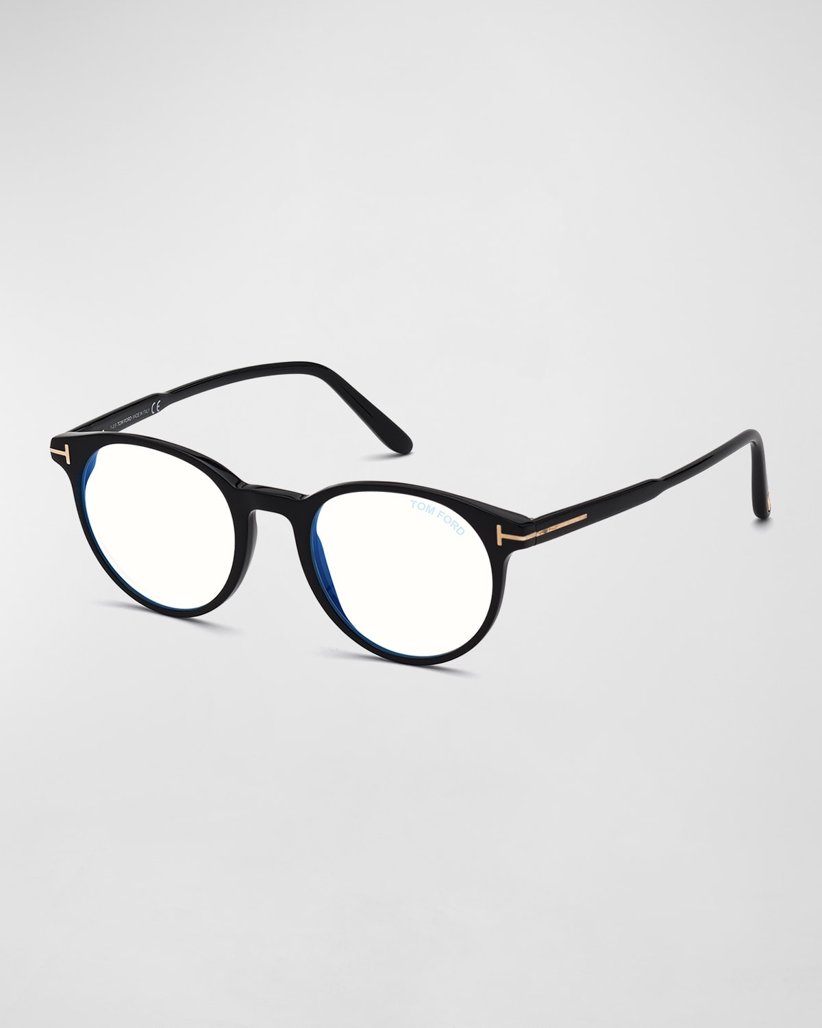 Tom Ford Men's Ft5695 49 Mm Blue-block Optical Frames In Shiny Black