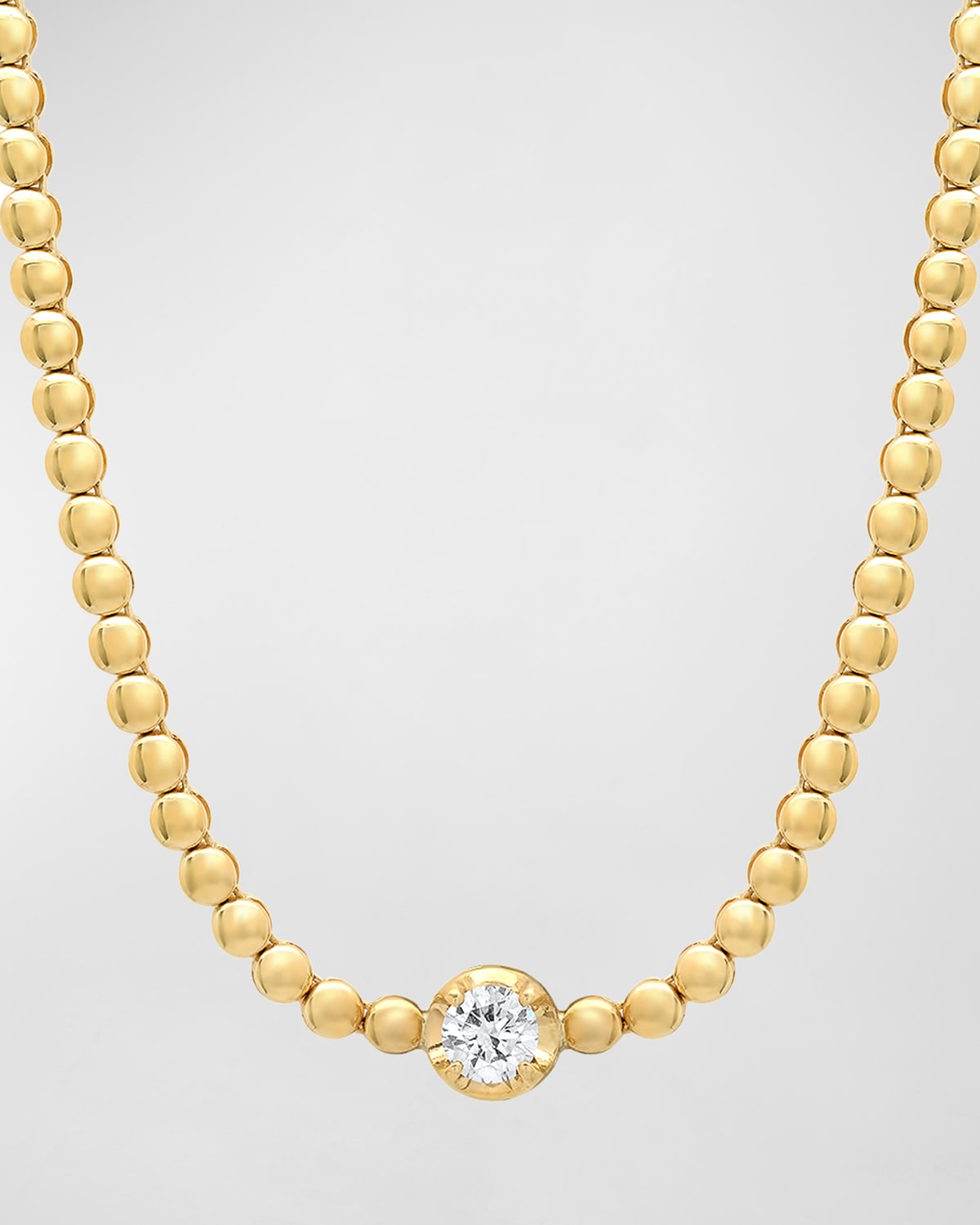 18k Gold Beaded Diamond Tennis Necklace