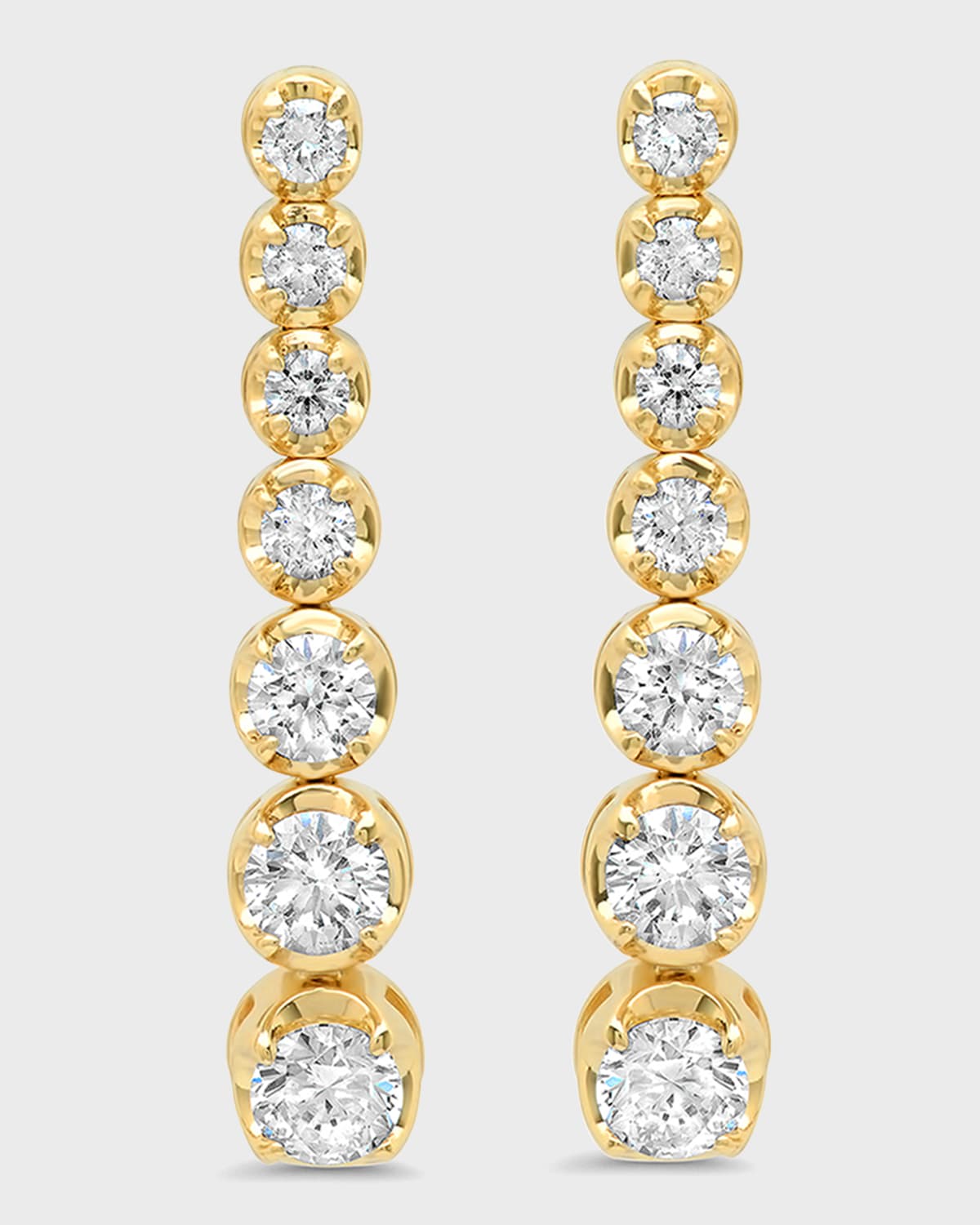 18k Gold 7-Diamond Tennis Stud Earrings