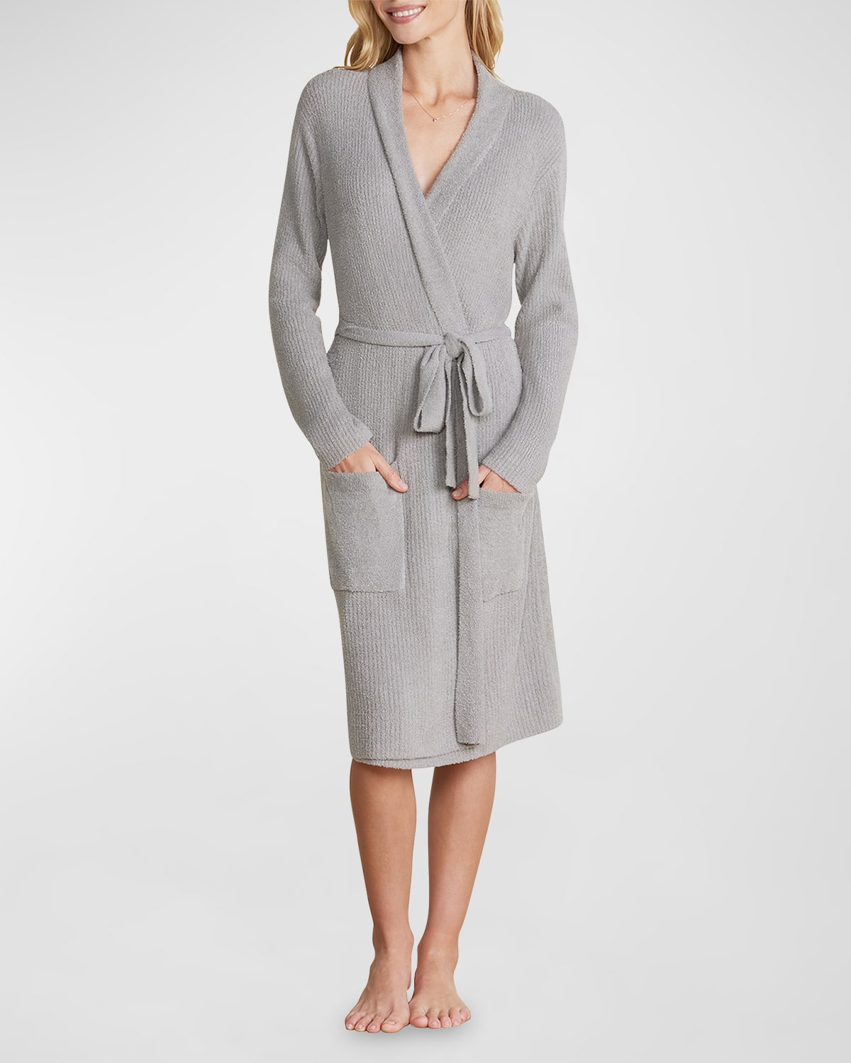 Shop Barefoot Dreams Cozychic Lite Ribbed Robe In Dove Gray