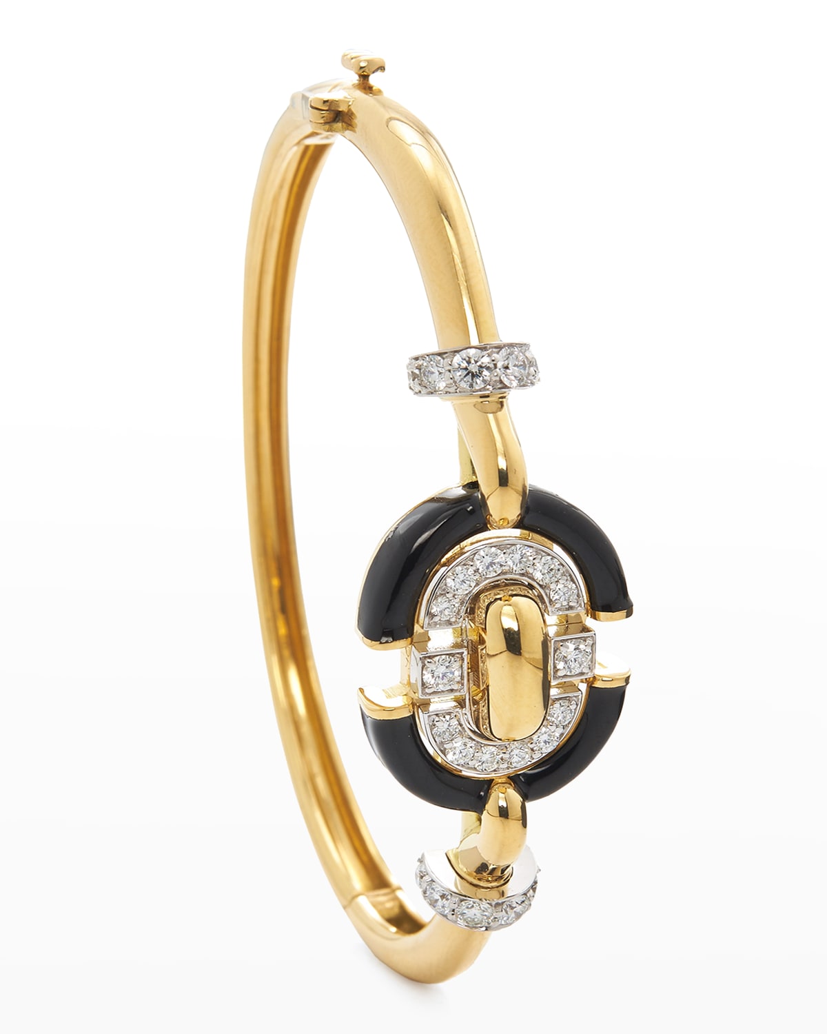 18K Gold & Black Enamel Unity Bracelet w/ Diamonds