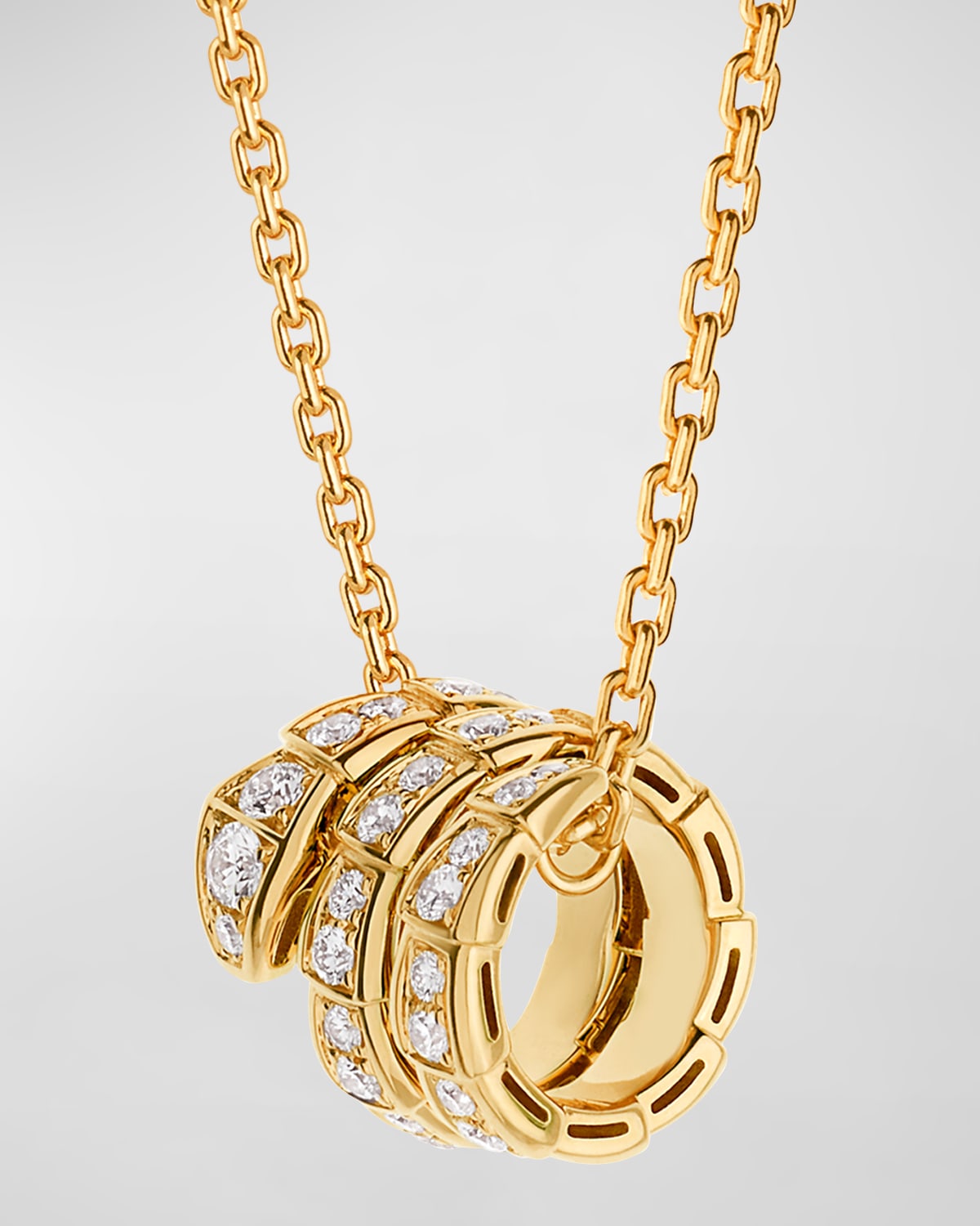 Serpenti Viper Necklace in 18k Yellow Gold with Full Diamond Pave