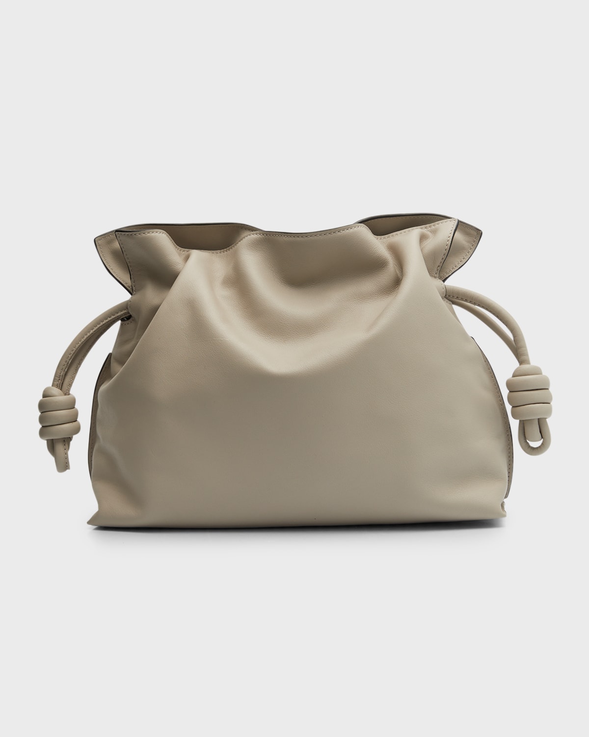 Loewe Flamenco Drawstring Knot Clutch Bag In Ghost