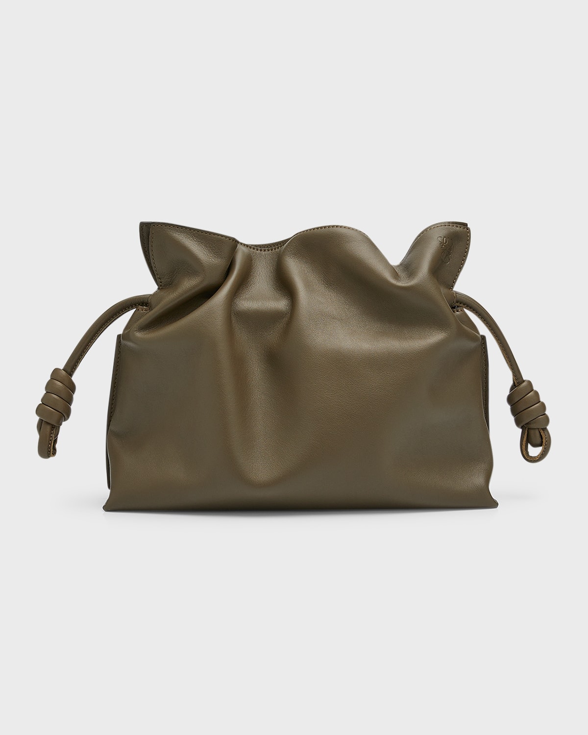 Loewe Flamenco Leather Clutch In Dark Khaki Green